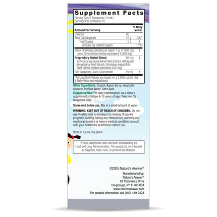 Vlierbessen Extract voor Kinderen – Sambucus 120 ml - Nature's Answer - SuperfoodShop