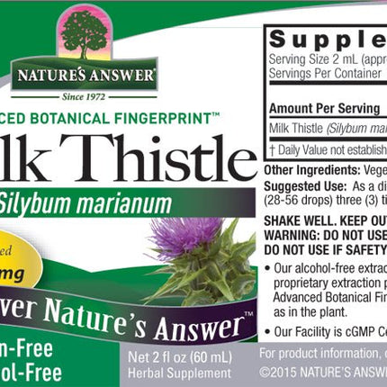 Mariadistel Extract – Alcoholvrij & Vloeibaar 2000 mg - Nature's Answer - SuperfoodShop