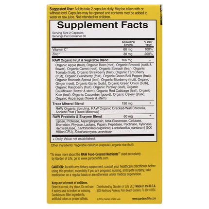 Vitamin Code RAW Zink – 30 mg Zink + Vitamine C (60 capsules) - Garden of Life - SuperfoodShop