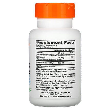 NAC Detox Regulators – Met Selenium & Molybdeen (60 capsules) - Doctors Best - SuperfoodShop