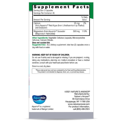 Marine Based Magnesium 500 mg - Natuurlijke Magnesium uit Aquamin® (90 capsules) - Nature's Answer - SuperfoodShop