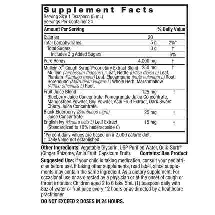 Mullein - X Kids Hoestsiroop – Natuurlijke Hoestdrank voor Kinderen (120 ml) - Nature's Answer - SuperfoodShop
